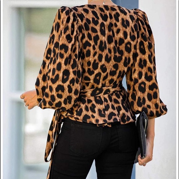 LIZZY Leopard Print Wrap Blouse - Picture 4 of 6